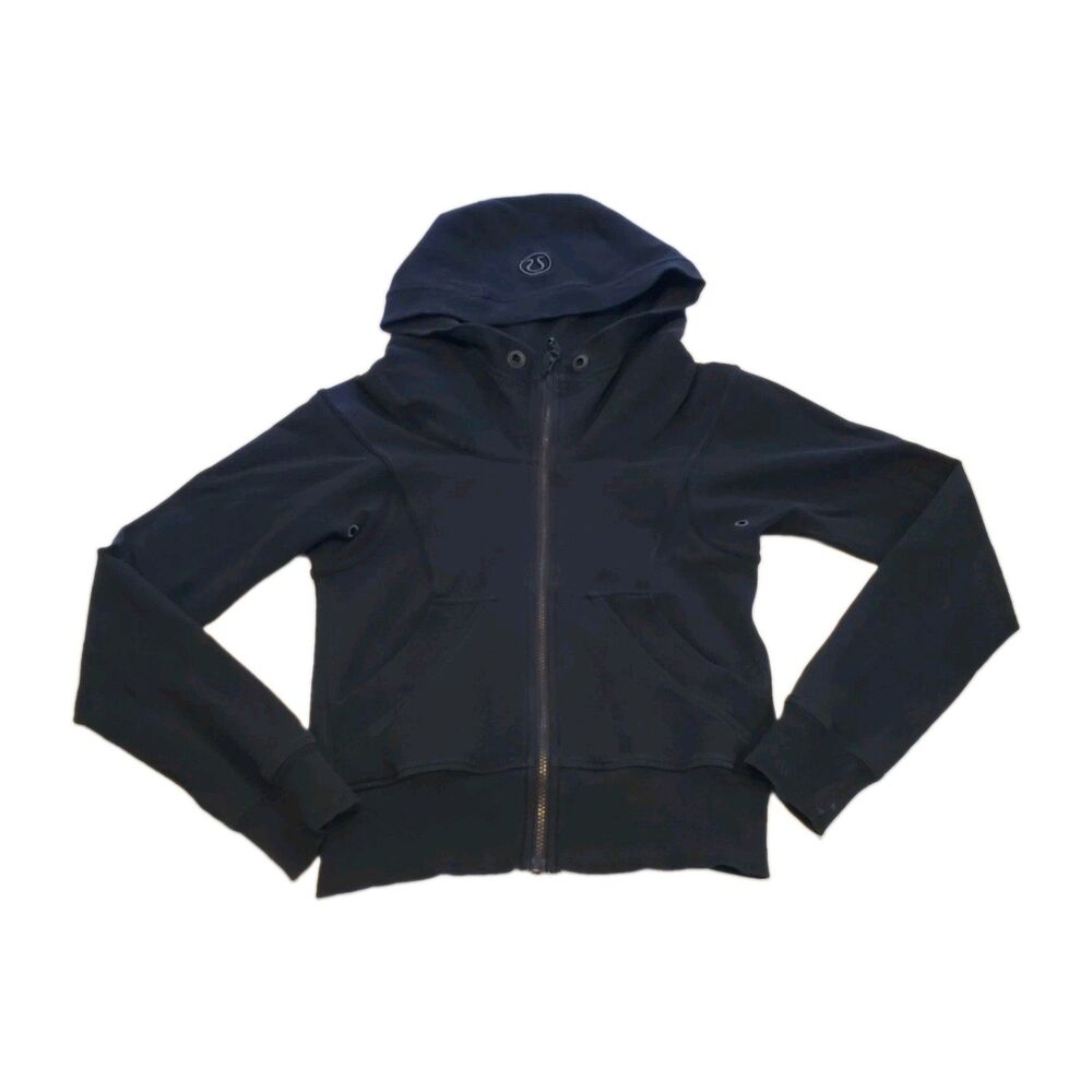 Lululemon Womens Scuba Full Zip Hoodie Sweatshirt Black Sz 4 Slightly Faded
